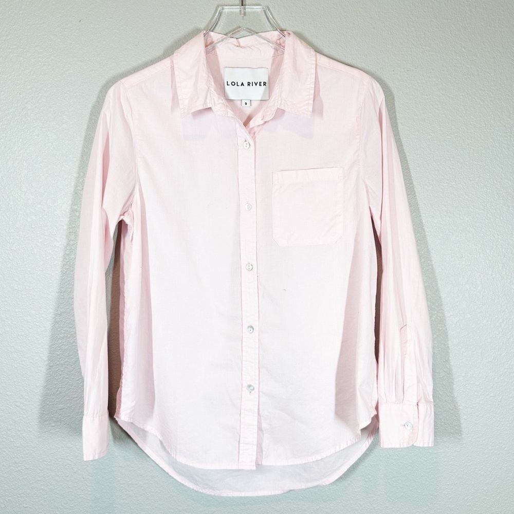 LOLA RIVERS Women's Small Pink Long Sleeve Button Down Cotton Shirt